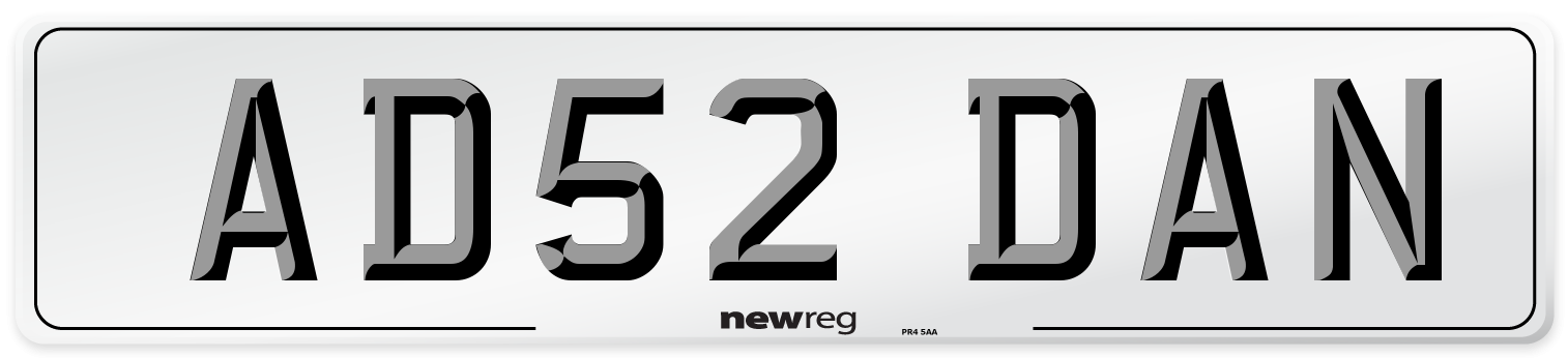 AD52 DAN Number Plate from New Reg